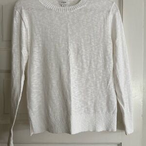 J. Crew White Scoopneck Lightweight Knit Sweater